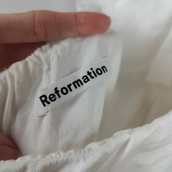Reformation‎ Dress Womens 2 White Linen Halter Draped Mini Bodycon Preppy - Picture 10 of 13